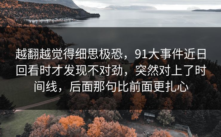 越翻越觉得细思极恐，91大事件近日回看时才发现不对劲，突然对上了时间线，后面那句比前面更扎心