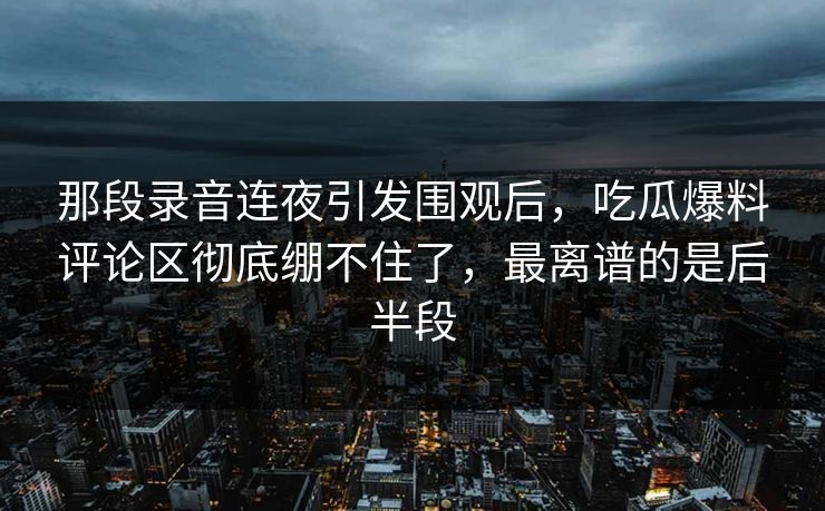 那段录音连夜引发围观后，吃瓜爆料评论区彻底绷不住了，最离谱的是后半段