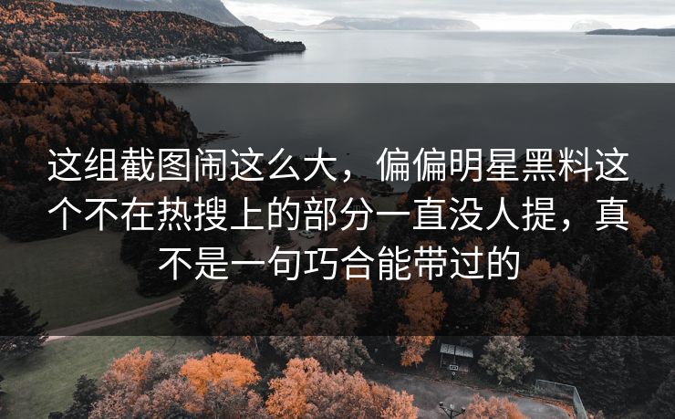这组截图闹这么大，偏偏明星黑料这个不在热搜上的部分一直没人提，真不是一句巧合能带过的