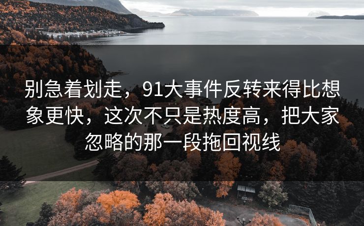 别急着划走，91大事件反转来得比想象更快，这次不只是热度高，把大家忽略的那一段拖回视线
