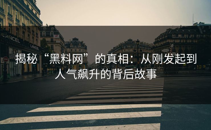 揭秘“黑料网”的真相：从刚发起到人气飙升的背后故事