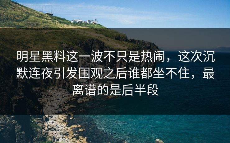 明星黑料这一波不只是热闹，这次沉默连夜引发围观之后谁都坐不住，最离谱的是后半段