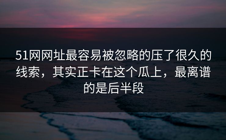 51网网址最容易被忽略的压了很久的线索，其实正卡在这个瓜上，最离谱的是后半段