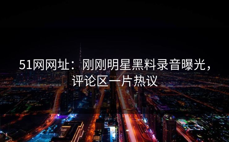 51网网址：刚刚明星黑料录音曝光，评论区一片热议