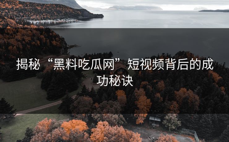揭秘“黑料吃瓜网”短视频背后的成功秘诀